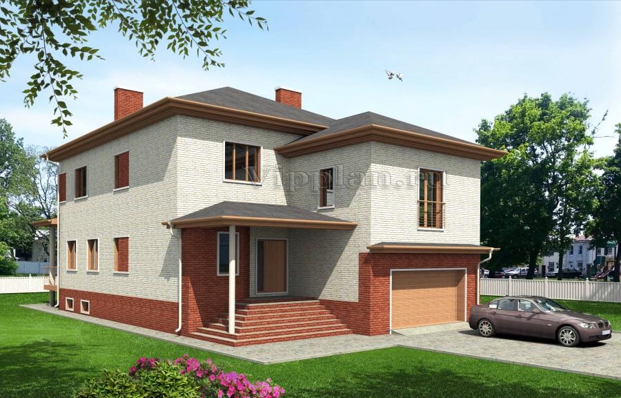 Проект двухэтажного особняка с цоколем